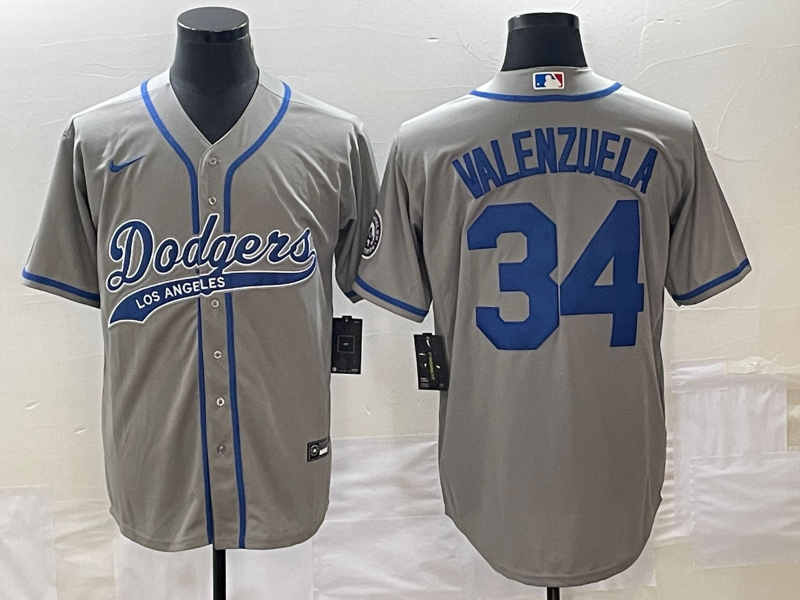 Men's Los Angeles Dodgers Fernando Valenzuela #34 Gray Jersey Joint Edition